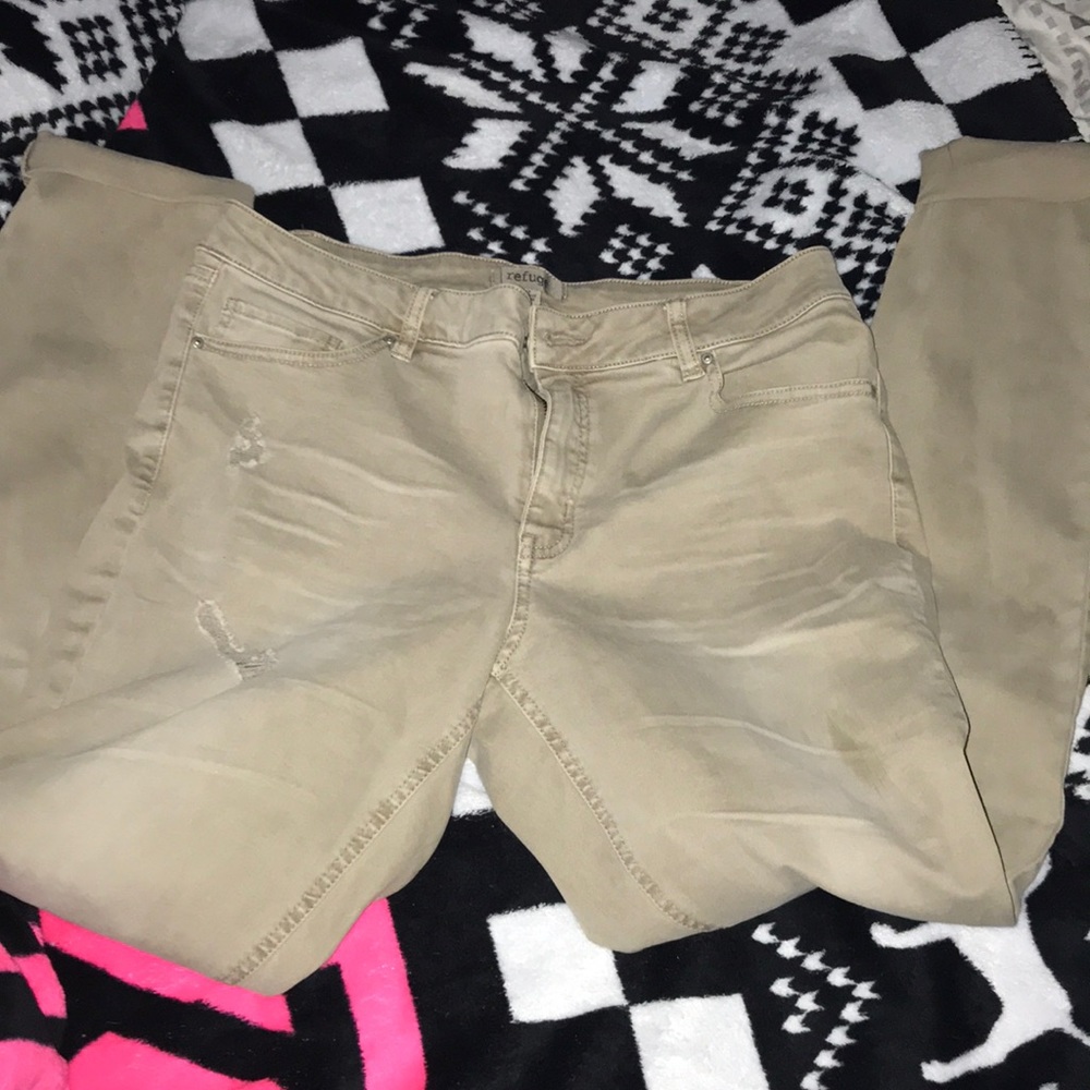 Khaki Ripped Jeans - Picture 3 of 5